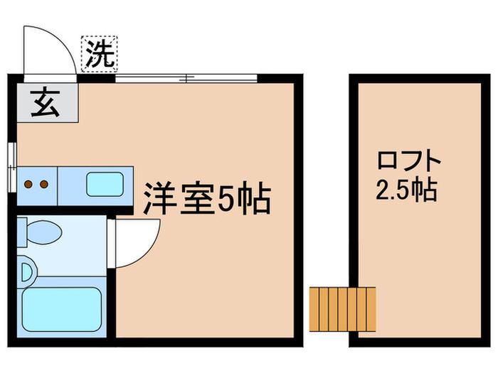 小倉ハイツ(ワンルーム/2階)の間取り写真