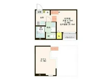 ルキシオン(1K/1階)の間取り写真