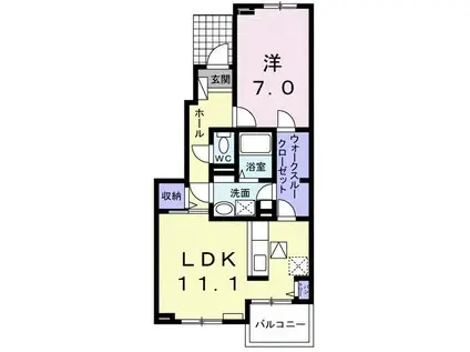 エスペランサ M II(1LDK/1階)の間取り写真