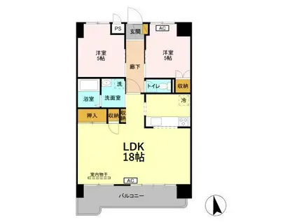 プレジデントマンション(2LDK/4階)の間取り写真