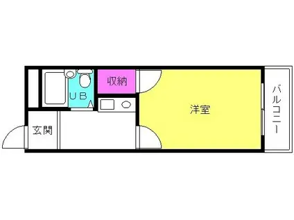 ヨーロピアン4番館(1K/2階)の間取り写真