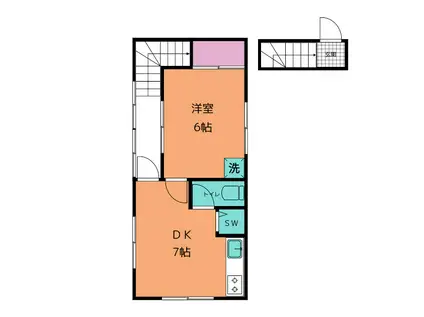 ハイツ斉藤(1DK/2階)の間取り写真