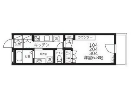 BAUMROOM美園(1K/2階)の間取り写真