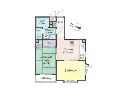 クリエイト川崎(2DK/2階)の間取り写真