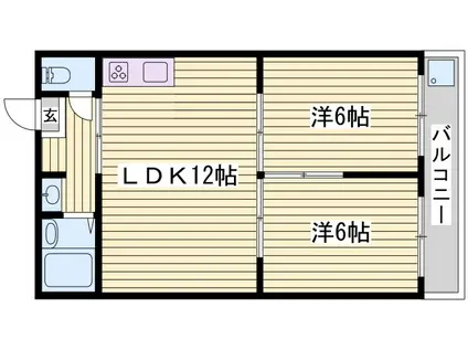 シャトー星が丘(2LDK/2階)の間取り写真