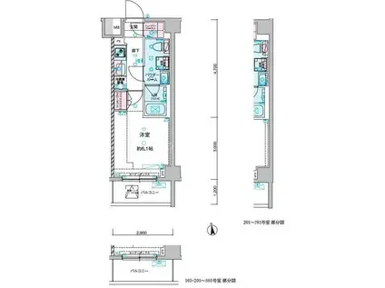 ジェノヴィア谷塚(1K/1階)の間取り写真