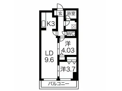 クリスタルガーデン栄町(2LDK/7階)の間取り写真