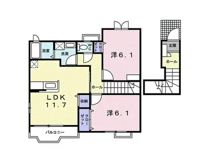 JR東海道本線 高塚駅 徒歩3分 2階建 築18年(2LDK/2階)の間取り写真