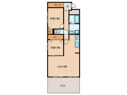 ラ・ポート柳田(2LDK/1階)の間取り写真