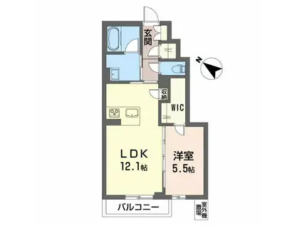 シティプラザ代官町 E(1LDK/1階)の間取り写真