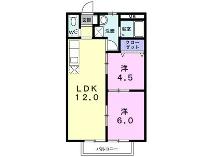 サンホーム(2LDK/1階)の間取り写真
