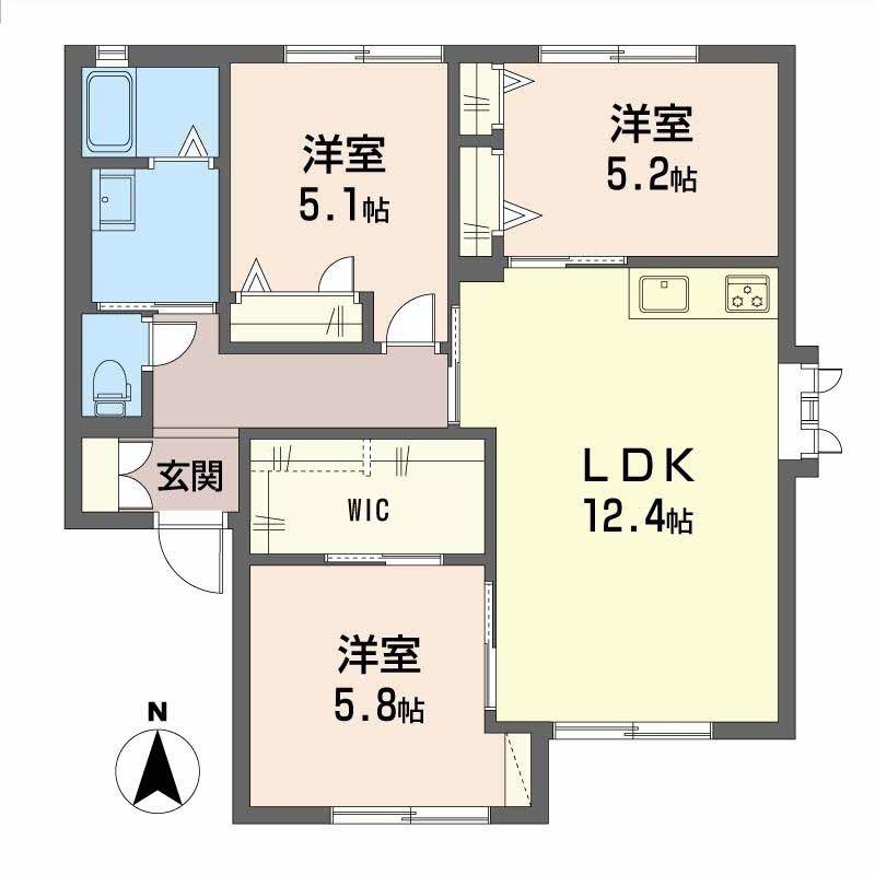 セントラルハイツ A棟(3LDK/1階)の間取り写真