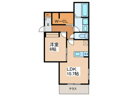 D-ROOM平野II B(1LDK/3階)の間取り写真