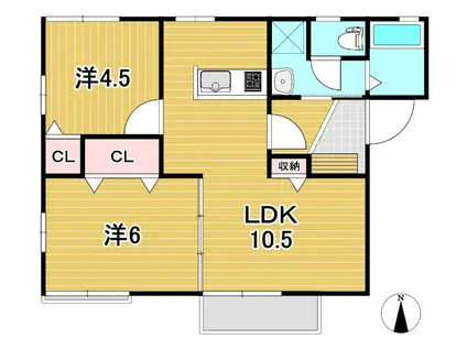 サンヴィラージュ(2LDK/2階)の間取り写真