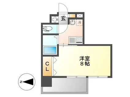 パルティール上前津(1K/8階)の間取り写真