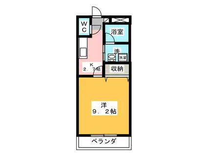 CASA F(1K/3階)の間取り写真