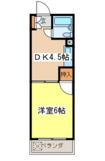 第2イクナガビル(1DK/5階)の間取り写真