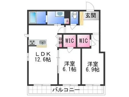 ベレオ和歌山駅東(2LDK/3階)の間取り写真