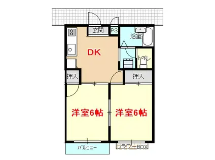 ファミール江木(2DK/2階)の間取り写真