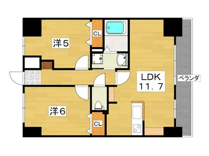 Mプラザ香里六番館(2LDK/8階)の間取り写真