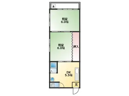 リターンマンション(2K/2階)の間取り写真