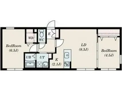 SUS平岸(2LDK/4階)の間取り写真