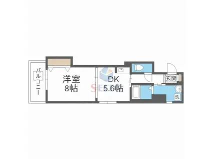 パストラーレ江坂(1DK/8階)の間取り写真