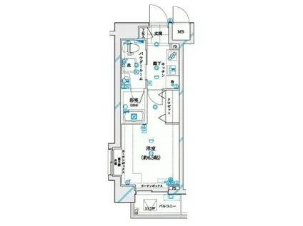 ガリシア浜松町(1K/9階)の間取り写真
