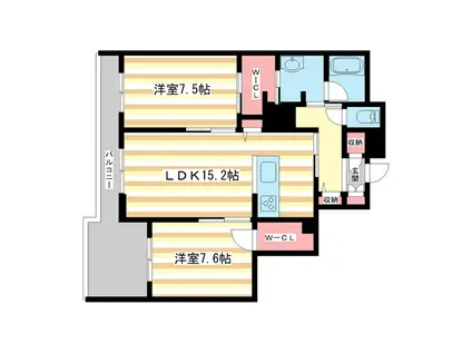 シャーメゾンフゥ(2LDK/2階)の間取り写真