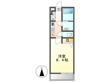 シャトーボナール3(1K/1階)の間取り写真