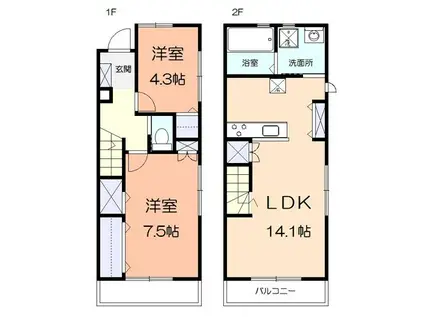ウッドガーデン(2LDK/1階)の間取り写真