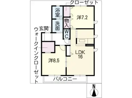 ファミーユ東前A棟(2LDK/2階)の間取り写真