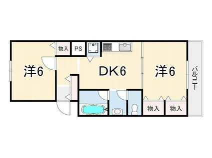 シルフィード御崎(2LDK/2階)の間取り写真