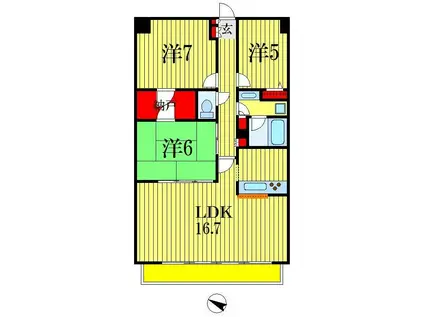 エコロジー千葉みなとレジデンスA棟(3LDK/6階)の間取り写真