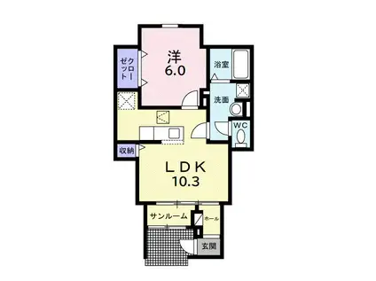 LUMIERE YS(1LDK/1階)の間取り写真