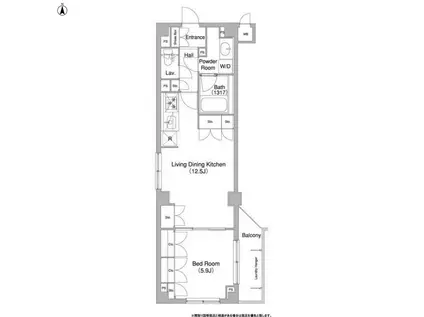 コンフォリア目黒長者丸(1LDK/3階)の間取り写真
