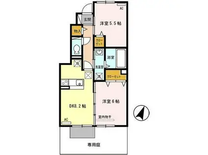 キャンフルローレル(2LDK/1階)の間取り写真