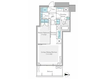 パークシティ中野ザタワー ブリーズ(1LDK/18階)の間取り写真