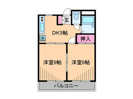 ホワイトパレス市川(2DK/3階)の間取り写真