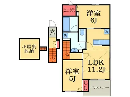 メゾンドスリジエ2(2LDK/2階)の間取り写真