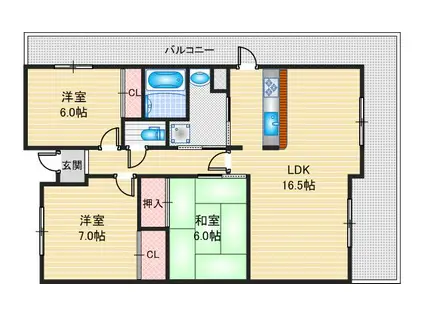 CASA SUNRISE(3LDK/6階)の間取り写真
