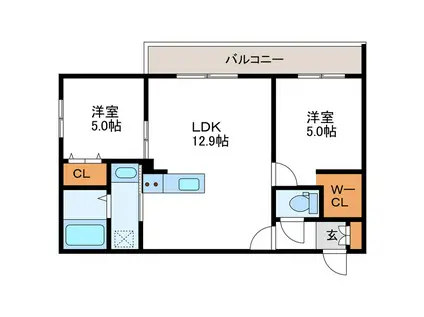 LIEN北18 リアン北18(2LDK/4階)の間取り写真