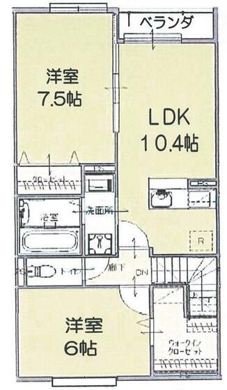 アルベリール(2LDK/2階)の間取り写真