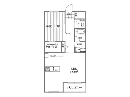 セレナイト二の宮(1LDK/2階)の間取り写真