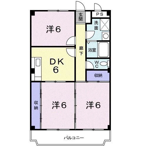 サンハイム梓(3DK/3階)の間取り写真