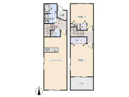 AMO AEWZZO(2LDK/1階)の間取り写真