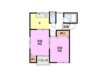 コーポサクラ(2K/2階)の間取り写真