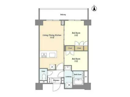 ディームス横濱神之木台(2LDK/4階)の間取り写真