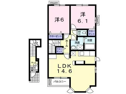 メゾンジェルメI(2LDK/2階)の間取り写真