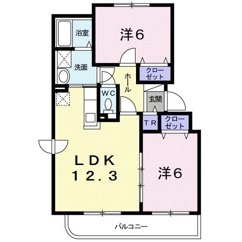 ベルグランデA(2LDK/2階)の間取り写真